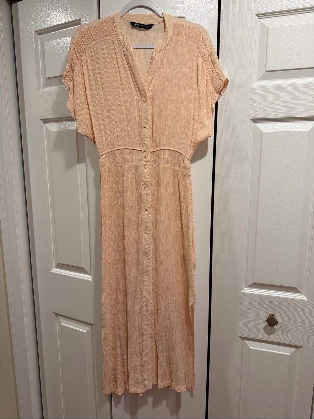 Zara Peach Button-Front Maxi Dress